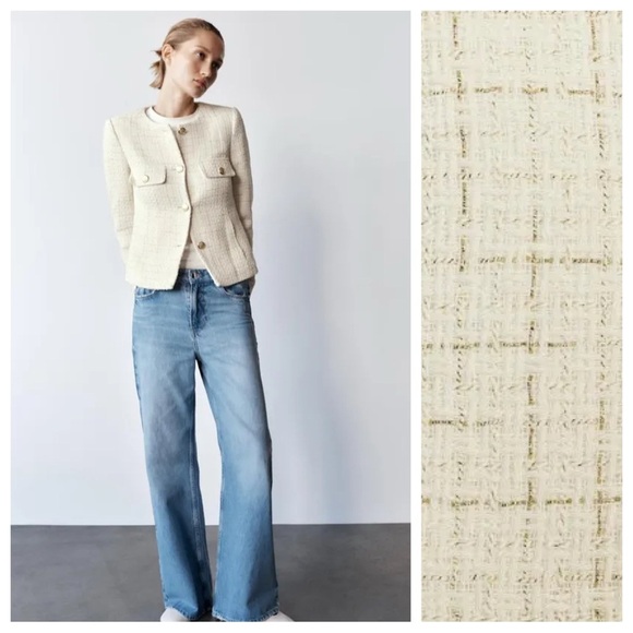 Zara Jackets & Blazers - NWOT. Zara Cream Structured Blazer with Belt. Size S.